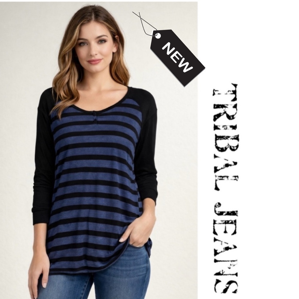 NWT Tribal jeans viscose striped top